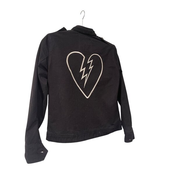 Zadig & Voltaire Embroidered Broken Heart Moto Jacket Small - Picture 1 of 9